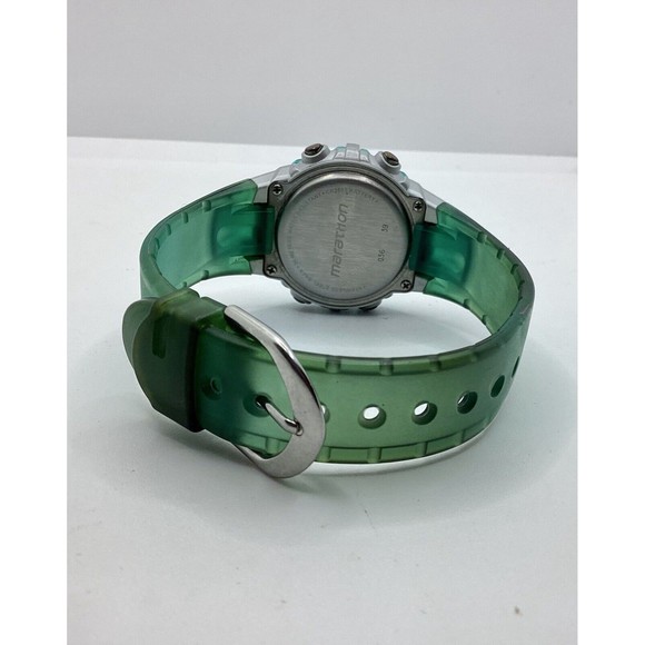 Marathon Woman Digital Day Date Alarm Timer Indiglo Green Band Watch - Picture 3 of 6